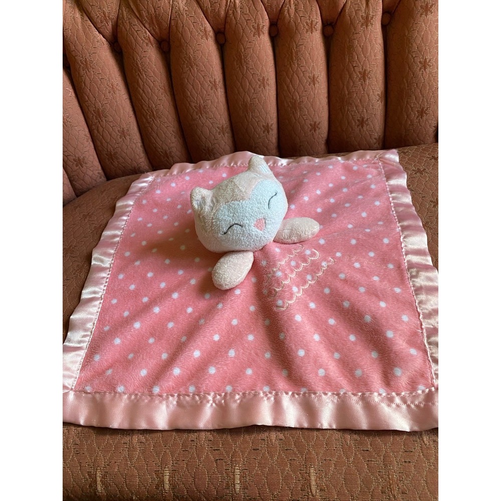 Cloud Island Pink Polka Dot Owl Baby Security Blanket Plush Stuffed Toy Lovey 73